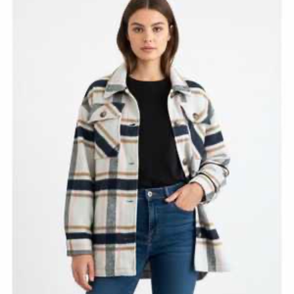 Ashley By 26 Outerwear Plaid Shacket Jacket